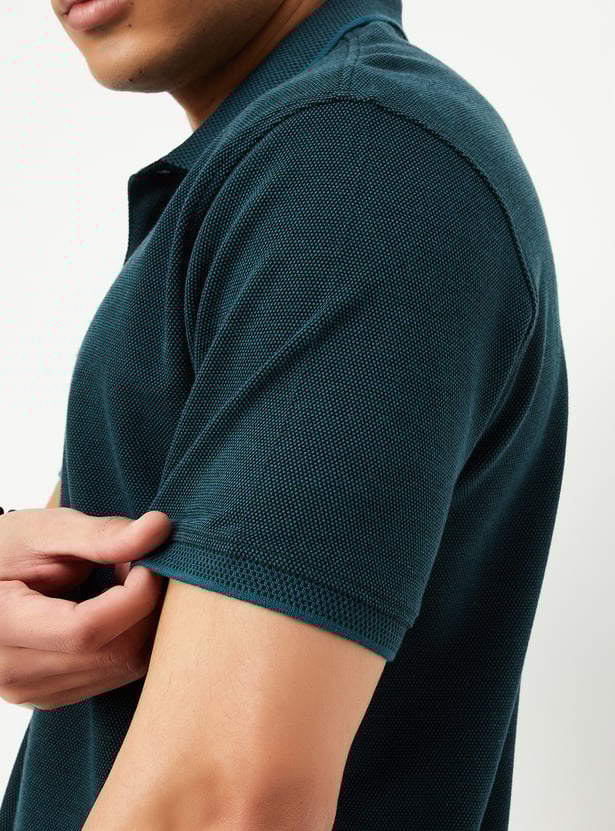 Men Textured Polo T-shirt