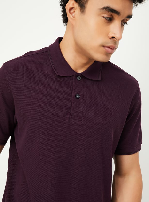 Men Textured Regular Fit Polo T-shirt