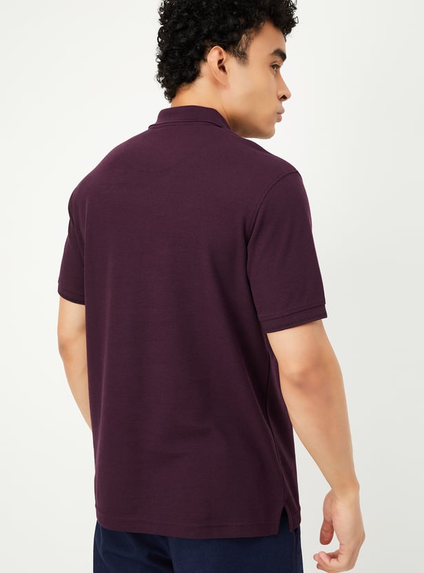 Men Textured Regular Fit Polo T-shirt