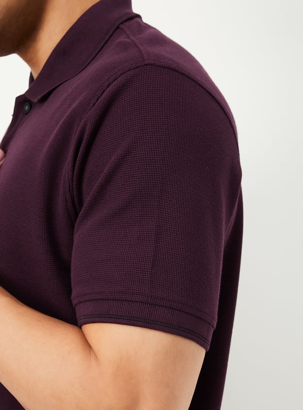 Men Textured Regular Fit Polo T-shirt