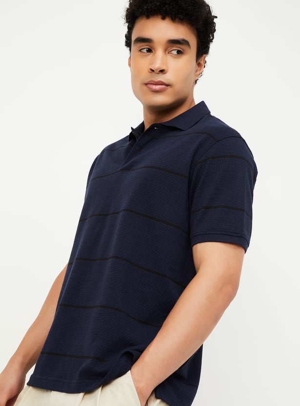 【希少】Supreme Washed Stripe Polo NAVY / M Buy Men Striped Polo T-shirt Online at just Rs. 699.0