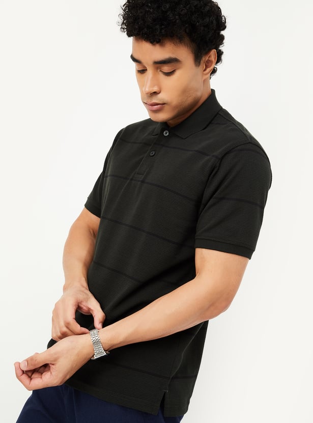 Men Striped Polo T-shirt
