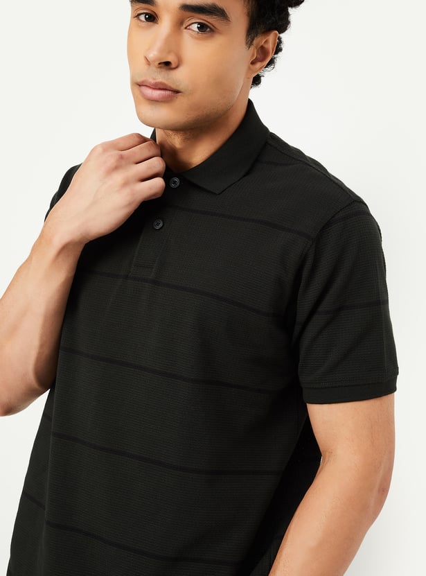 Men Striped Polo T-shirt