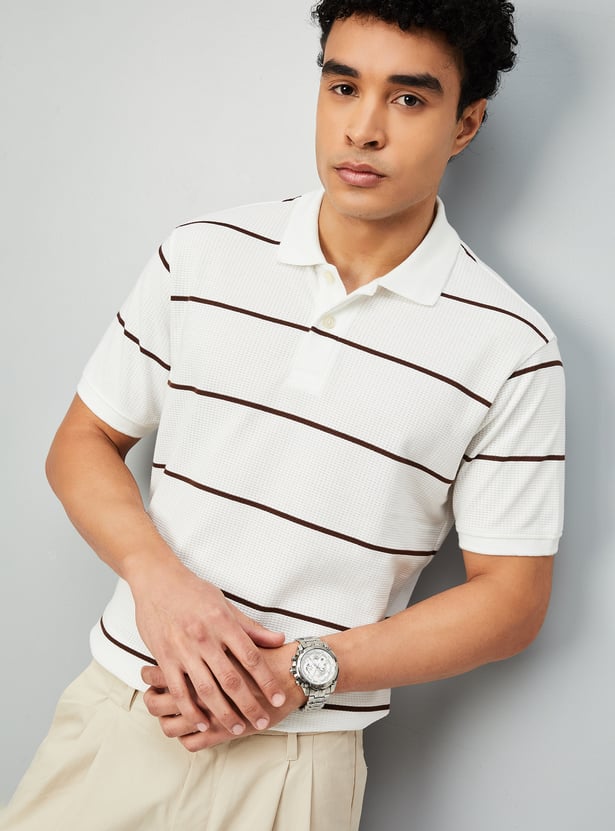Men Striped Polo T-shirt