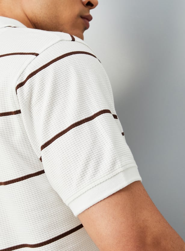 Men Striped Polo T-shirt