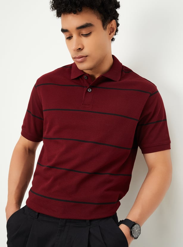 Men Striped Polo T-shirt