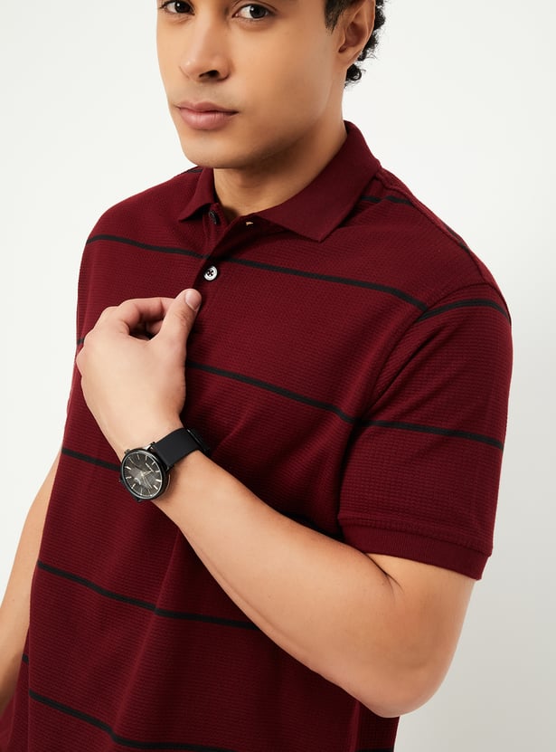 Men Striped Polo T-shirt