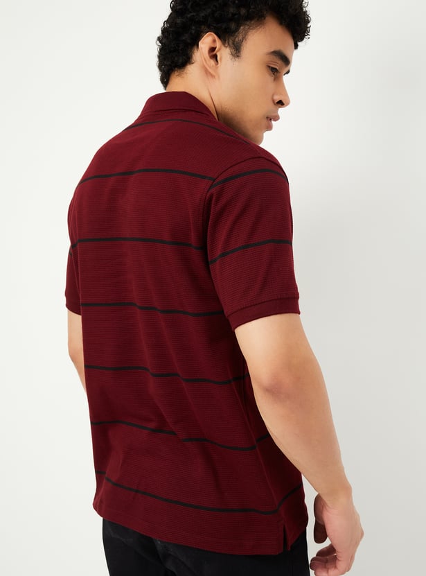 Men Striped Polo T-shirt