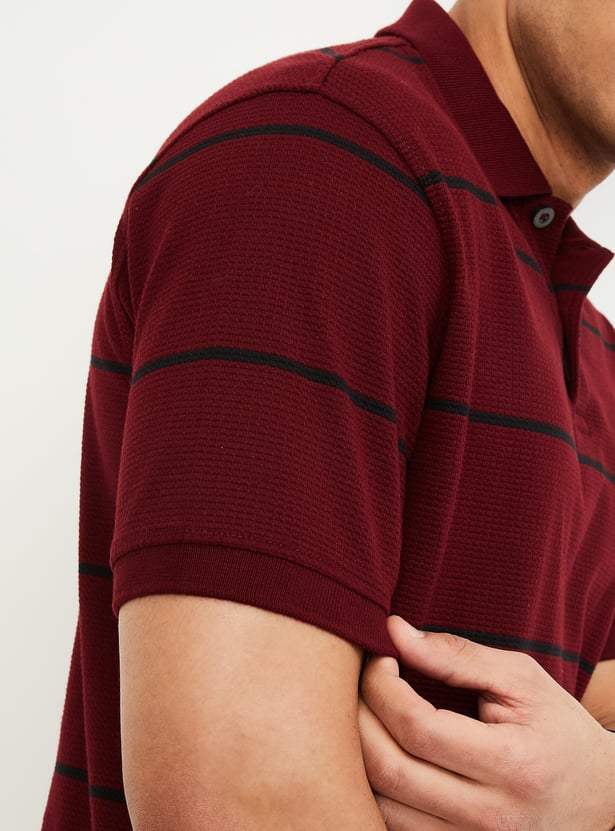 Men Striped Polo T-shirt