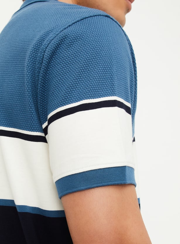Men Colourblock Regular Fit Polo T-shirt
