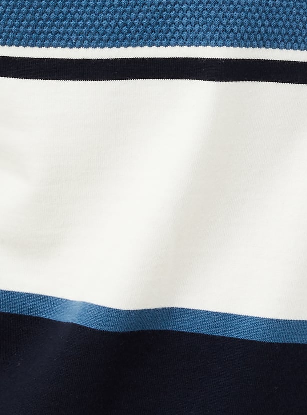 Men Colourblock Regular Fit Polo T-shirt