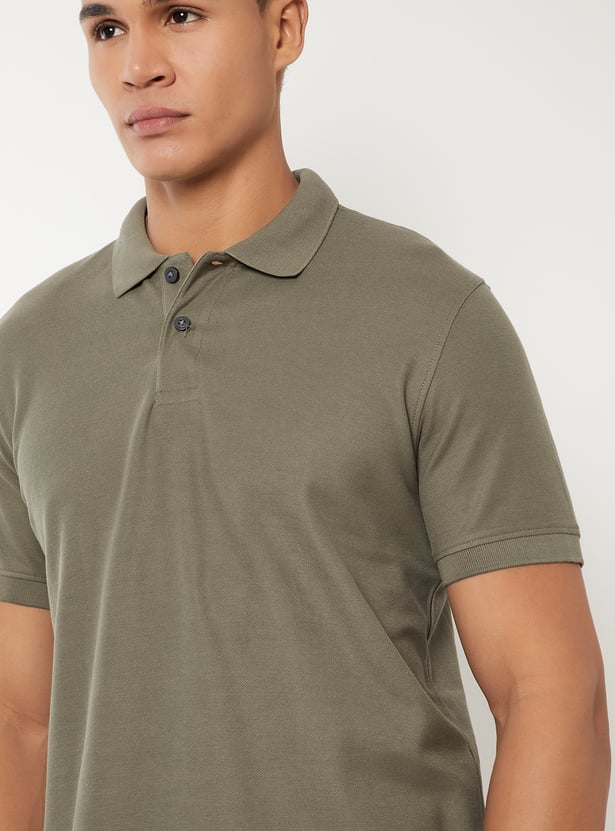 Men Textured Polo T-shirt