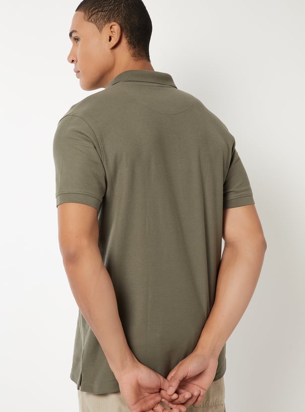 Men Textured Polo T-shirt
