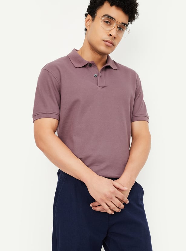 Men Textured Polo T-shirt