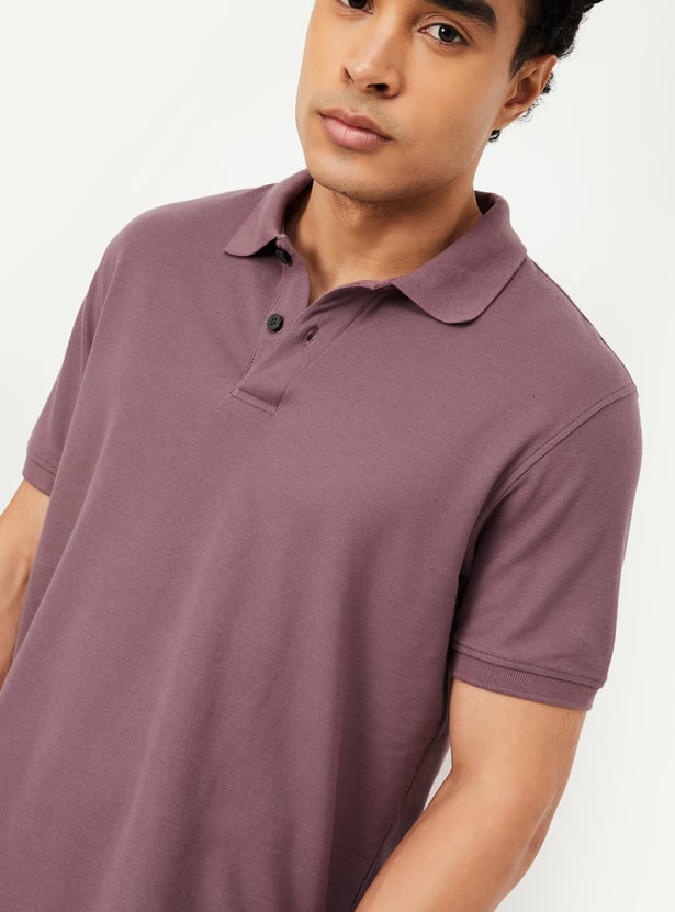 Men Textured Polo T-shirt