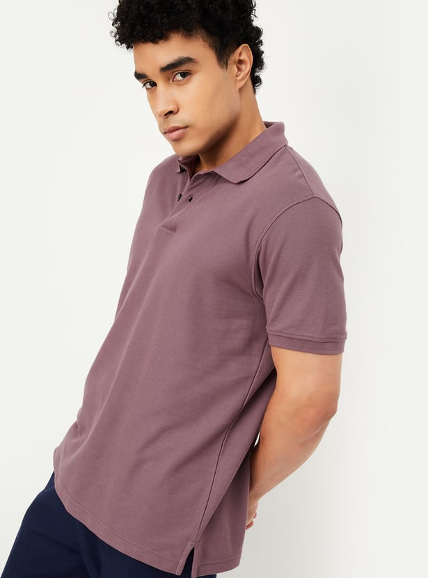 Men Textured Polo T-shirt