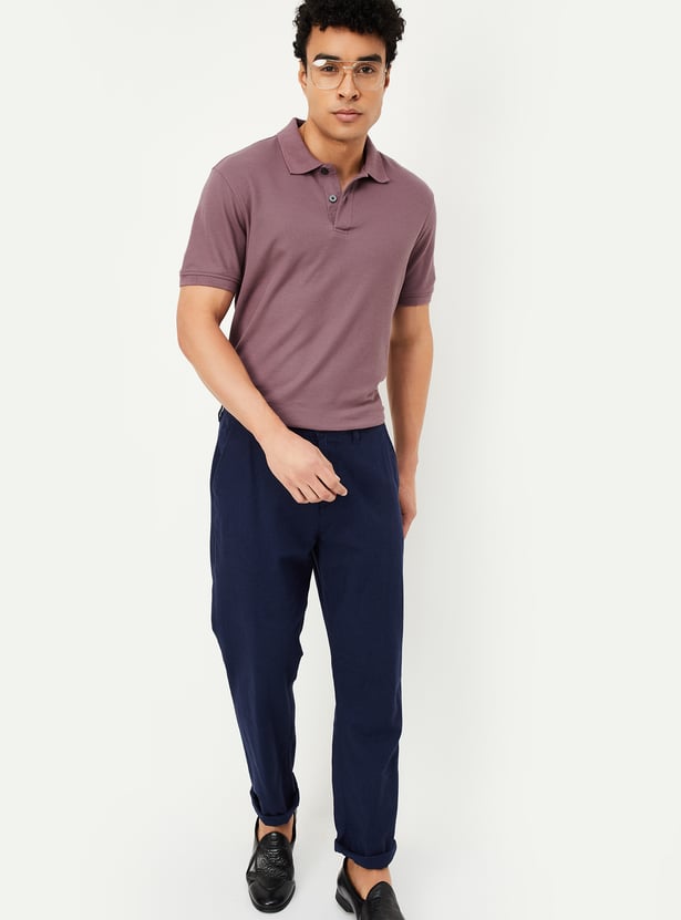 Men Textured Polo T-shirt