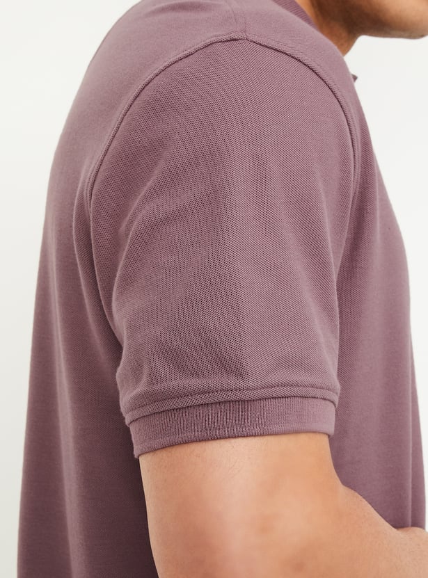 Men Textured Polo T-shirt
