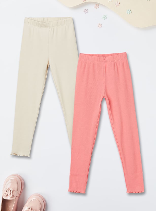 Girls Ribbed Leggings - Pack of 2