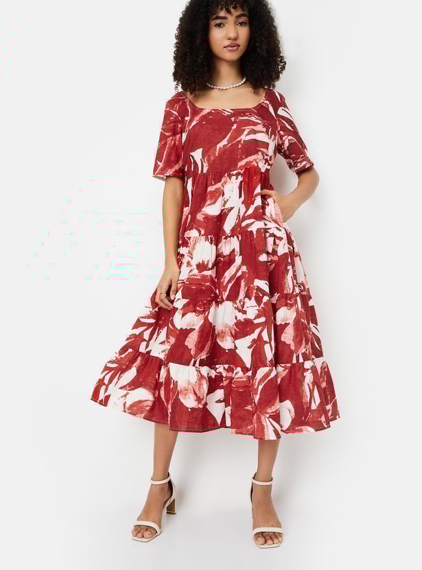 Women Printed Fit & Flare Midi Dress