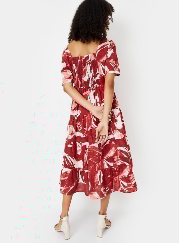 Women Printed Fit & Flare Midi Dress