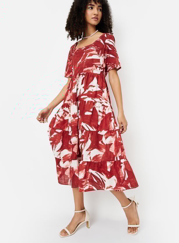 Women Printed Fit & Flare Midi Dress