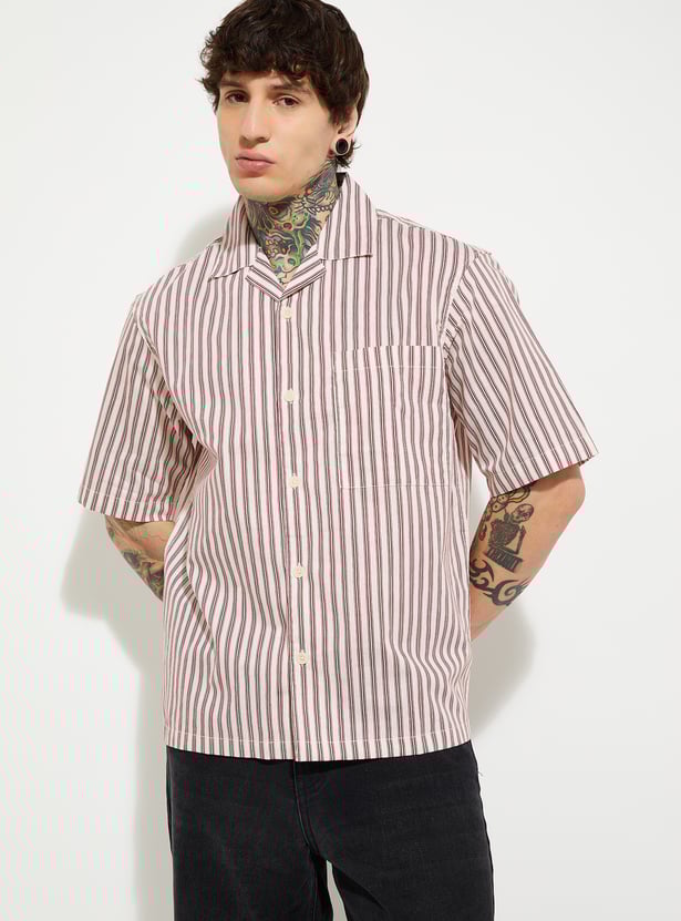 URB_N Men Striped Relaxed Fit Resort Shirt