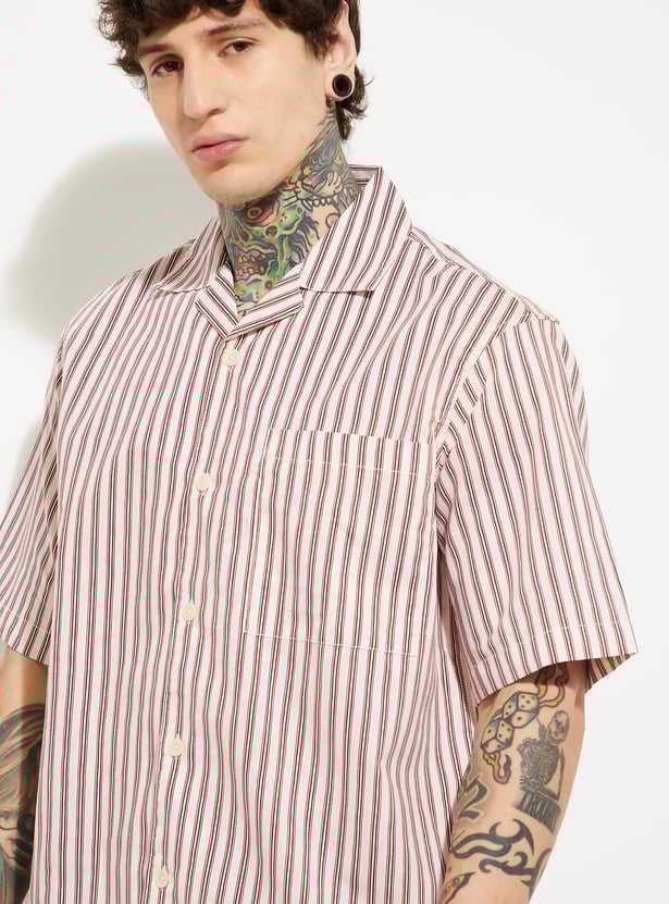 URB_N Men Striped Relaxed Fit Resort Shirt