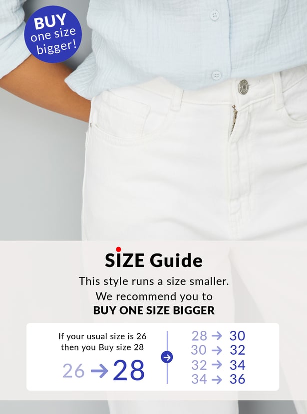 Women Solid Wide Leg Jeans