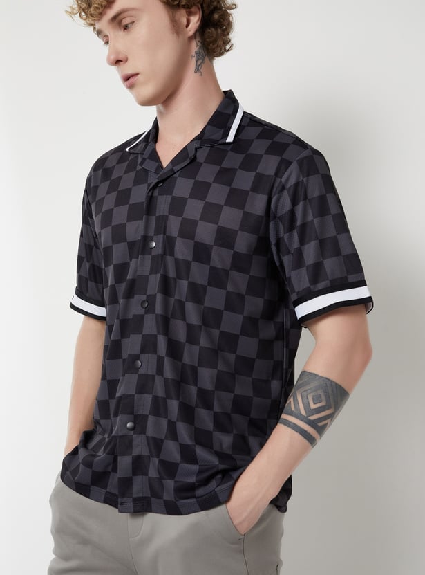 Men Checked Oversized Sports Shirt