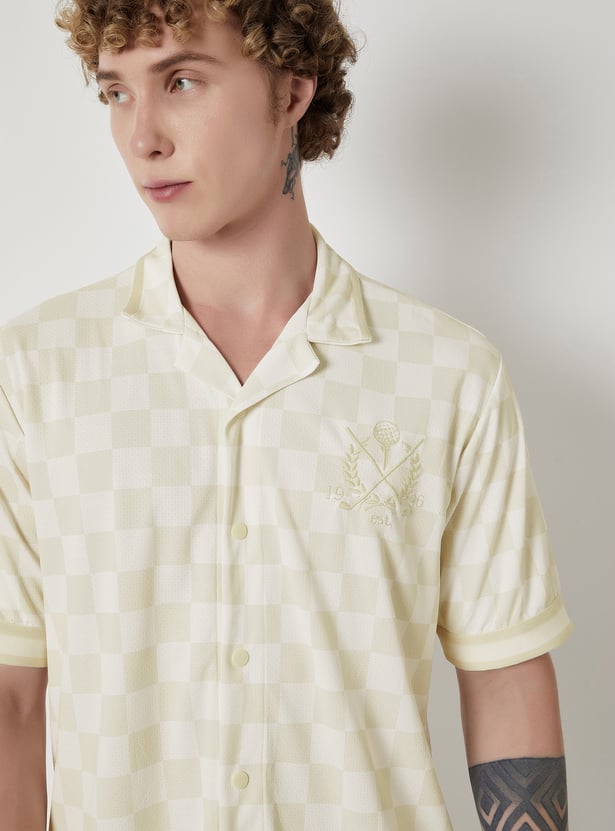 Men Checked Oversized Sports Shirt