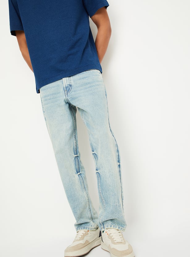 Men Washed Straight Fit Jeans