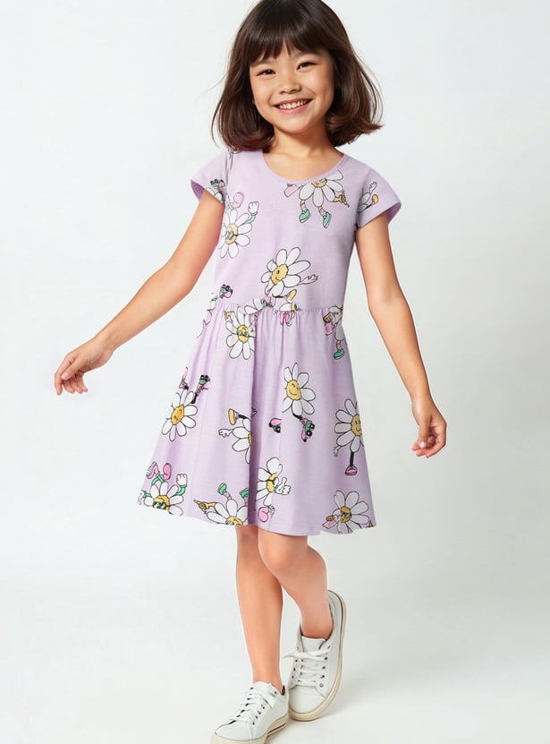 Girls Floral Print Dress