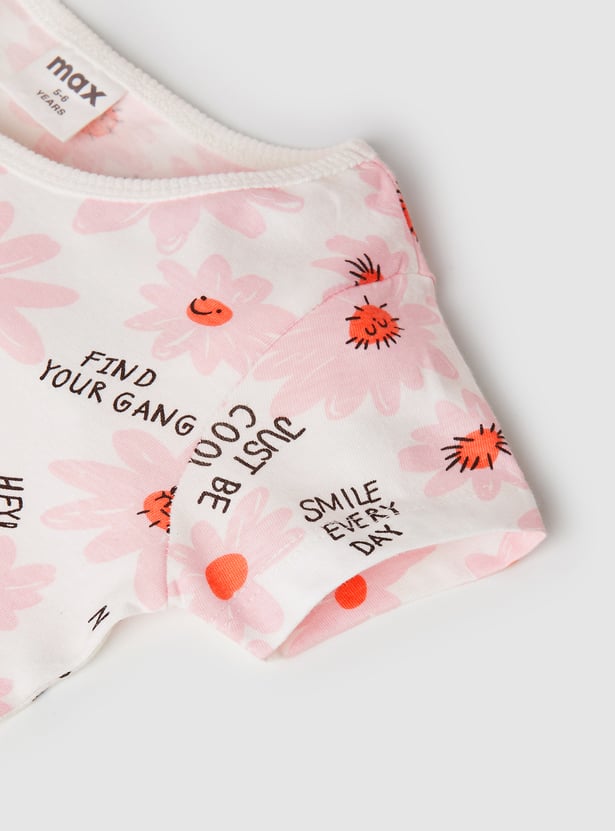 Girls Printed Floral Print Dress - Pack of 2