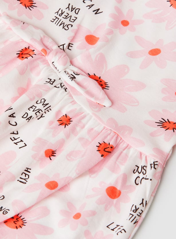 Girls Printed Floral Print Dress - Pack of 2
