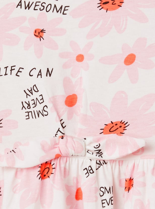 Girls Printed Floral Print Dress - Pack of 2