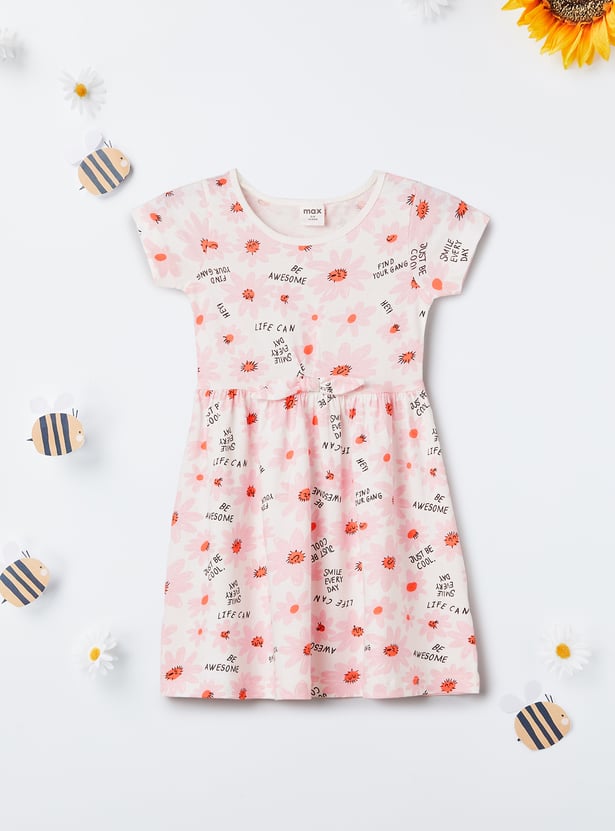 Girls Printed Floral Print Dress - Pack of 2