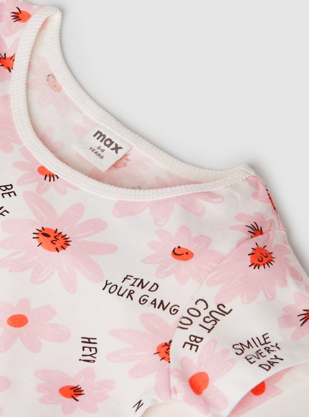 Girls Printed Floral Print Dress - Pack of 2