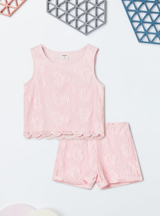 Girls Lace Shorts Set