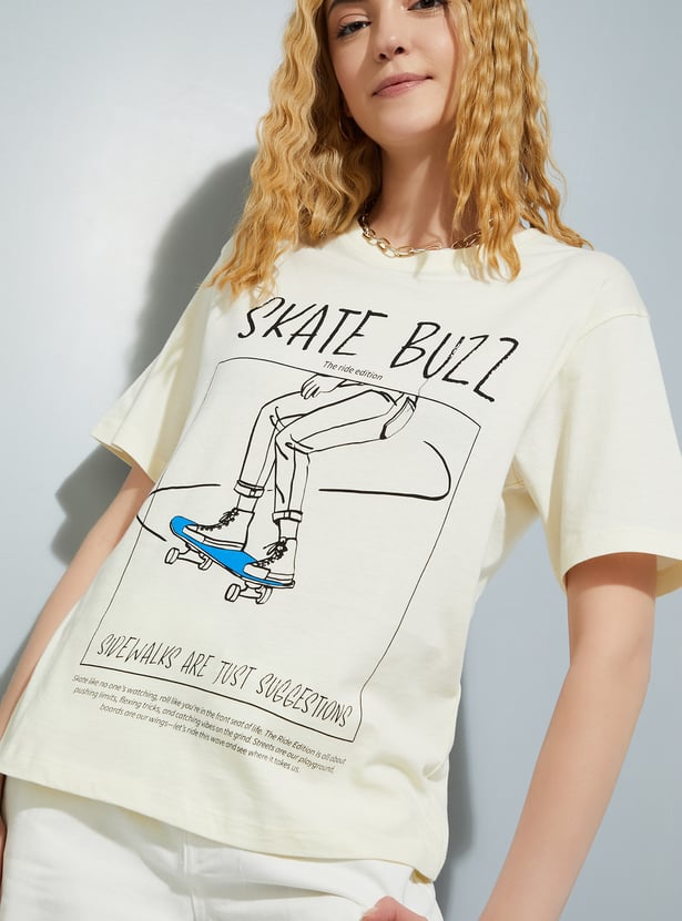 URB_N Women Printed Relaxed Fit T-shirt