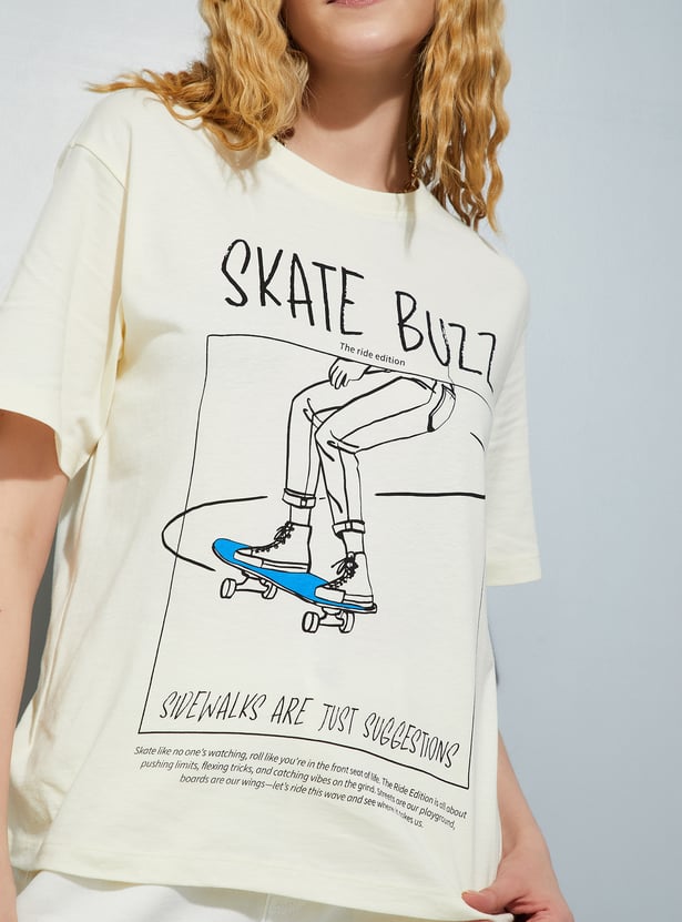 URB_N Women Printed Relaxed Fit T-shirt