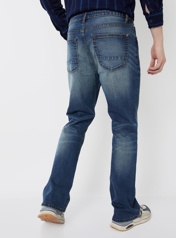 Men Washed Bootcut Jeans