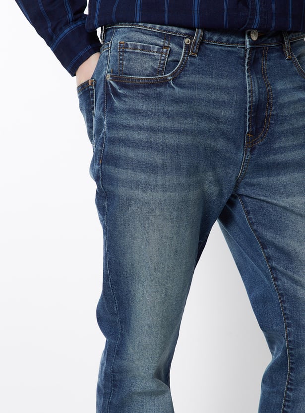 Men Washed Bootcut Jeans