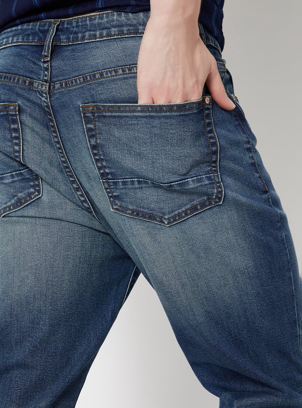 Men Washed Bootcut Jeans