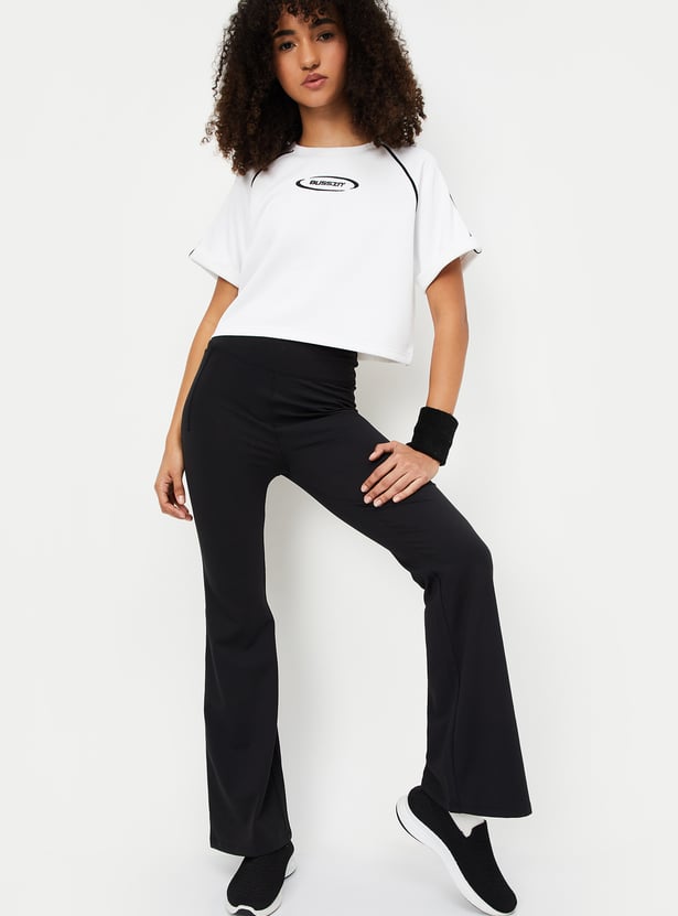 Women Solid Flared Sports Track Pants