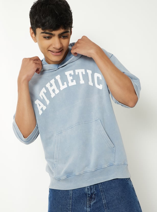Boys Printed Hooded Oversized T-shirt