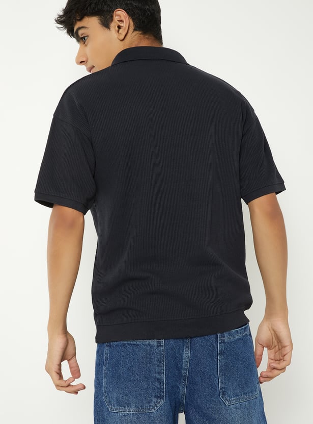 Boys Ribbed Johnny Collar T-shirt