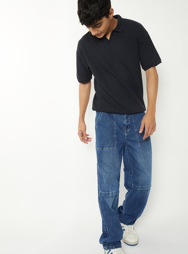 Boys Ribbed Johnny Collar T-shirt