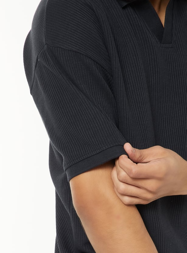 Boys Ribbed Johnny Collar T-shirt