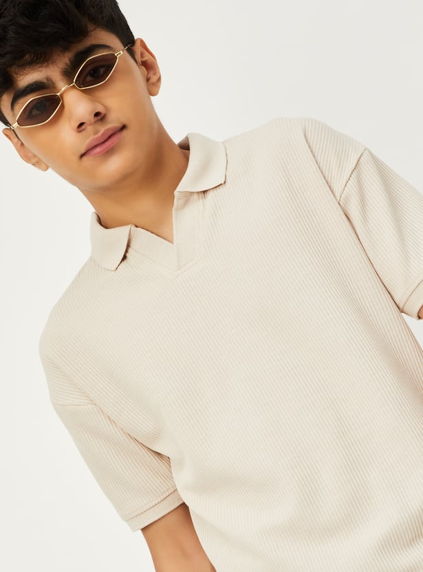 Boys Ribbed Polo T-shirt